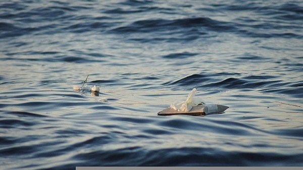 Seebestattung | Abschiedsbrief schwimmt im Wasser